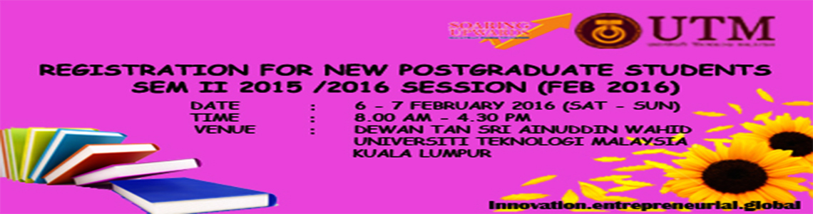 Registration for new postgraduate students sem II 2015 / 2016 Session (Feb 2016)